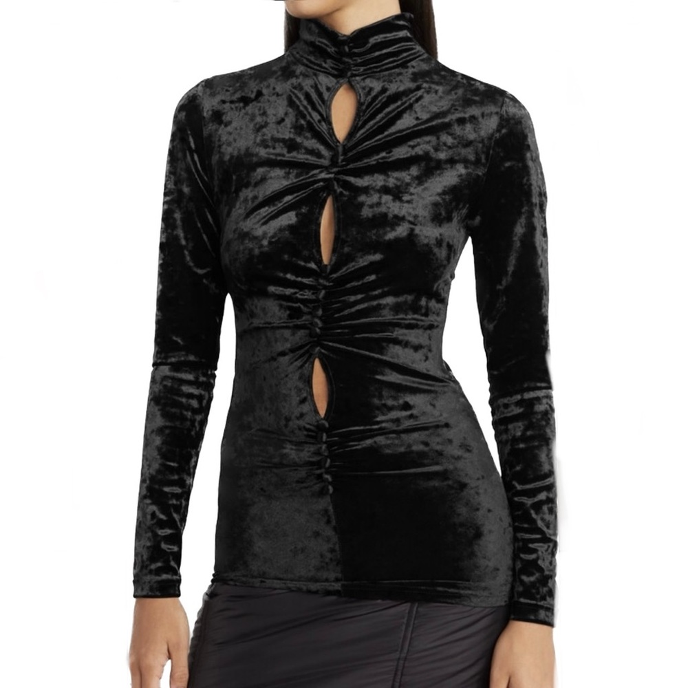 ISABEL MARANT BLACK CRUSHED VELVET TOP
